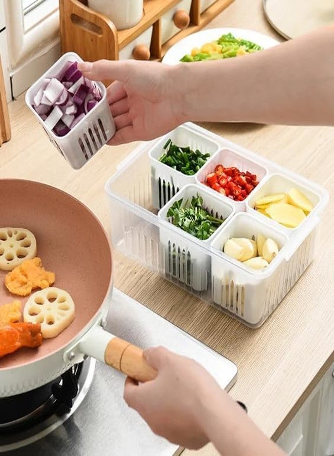 Parssufy Fridge Storage Boxes Freezer Storage Containers, Container for Kitchen Storage Set, Storage in Kitchen, Vegetable Storage, Draining Crisper Refrigerator Food Box White, Plastic (Pack of 1) - Image 3